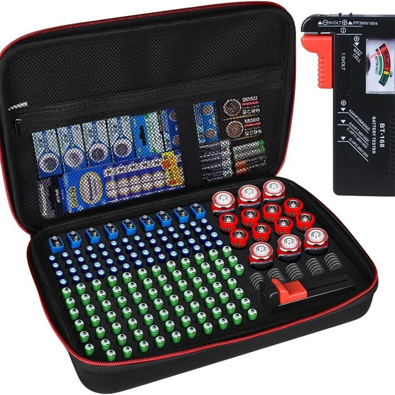 

Battery Organizer Storage Box Battery Vault Case Fireproof Waterproof Explosionproof Holder Box BT-168 Checker Carrying Case