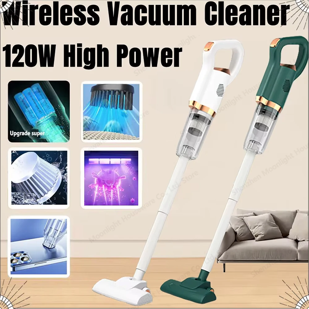 120W Electric Handheld Vacuum Cleaner Wireless Sweeper 8500pa Powerful Large Suction Car Vacuum Cleaner Home Floor Dust Cleaner