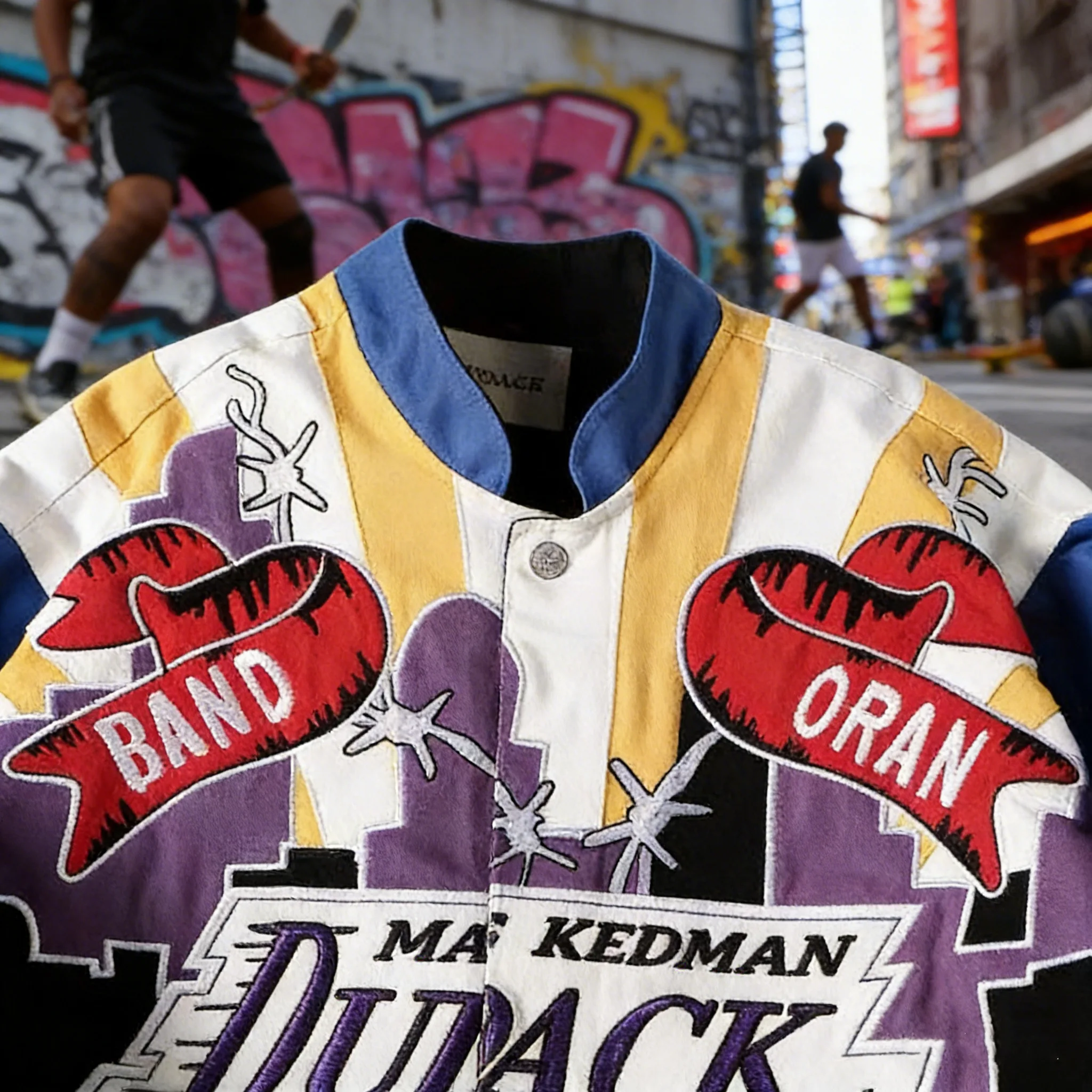 

Винтажная мужская куртка-бомбер из плотного хлопка с вышивкой, в стиле хип-хоп, уличная одежда, гоночная куртка, ретро, Band Oran