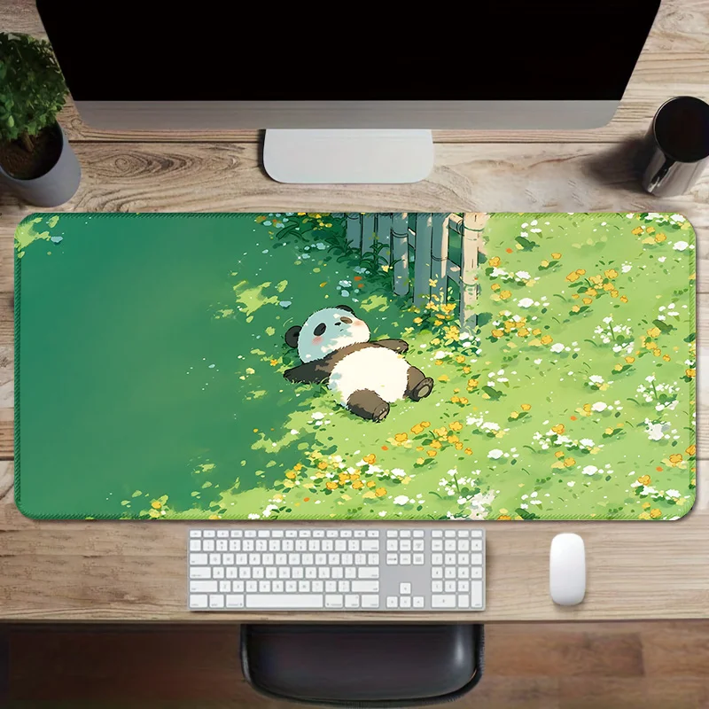 CIFBUY Cute Panda Mouse Pad, Green Large Non-Slip Rubber Base, Office Keyboard Pad for Home, Girls Women Workstation Accessories