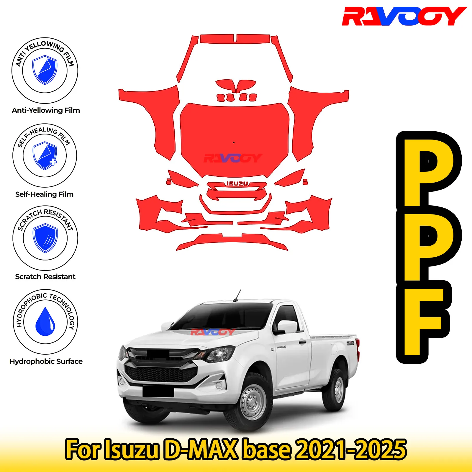 

Для Isuzu D-MAX base 2021-2025 глянцевая матовая черная предварительно вырезанная передняя PPF комплект защитной пленки для краски