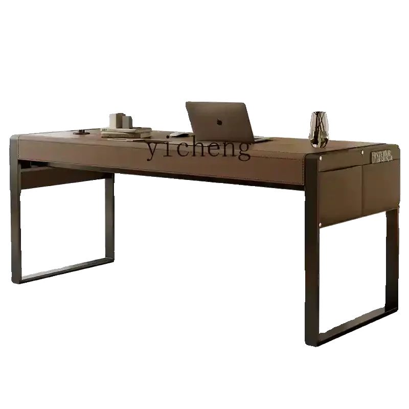 

ZWS. Italian minimalist desk Home study desk High-end saddle leather computer desk