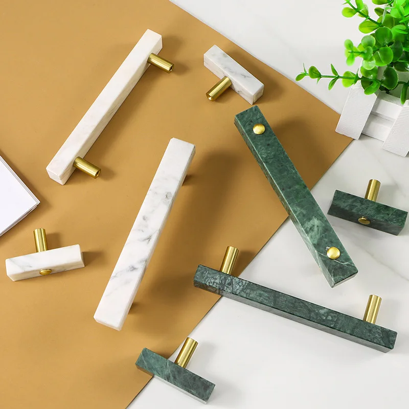 Marble Cabinet Handles Square Stone Drawer Bar Wardrobe Dresser Handle Pull Bedside Cabinet Bar Furniture Door Hardware