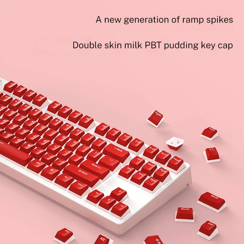 Custom Keycap Full Set Of Diy104 Key Beveled Pudding Double Skin Milk Jelly Pbt Transparent Personalized Creative Cuteness