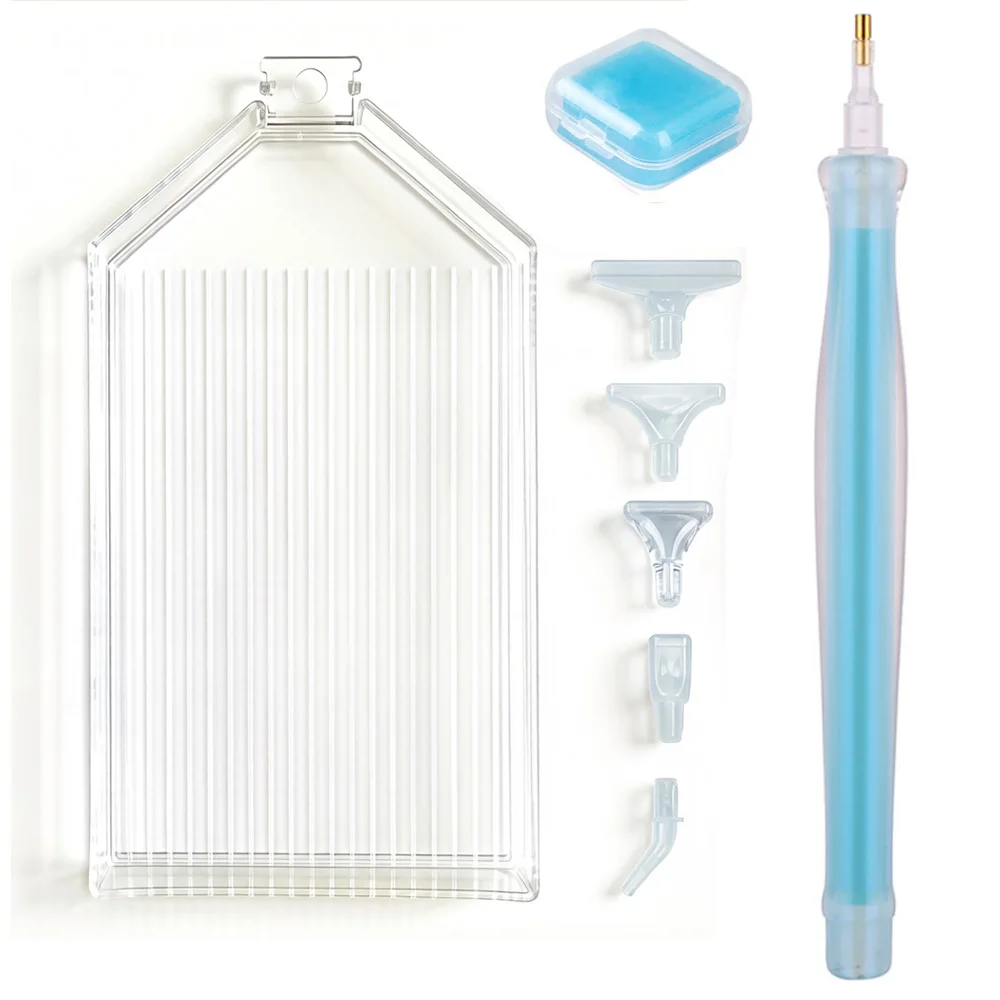 Diamond Painting Accessories Pen Tray Set Nail Art Rhinestones Pickers, Dotting Pens Tools with Storage Tray Glue Clay Wax view 6