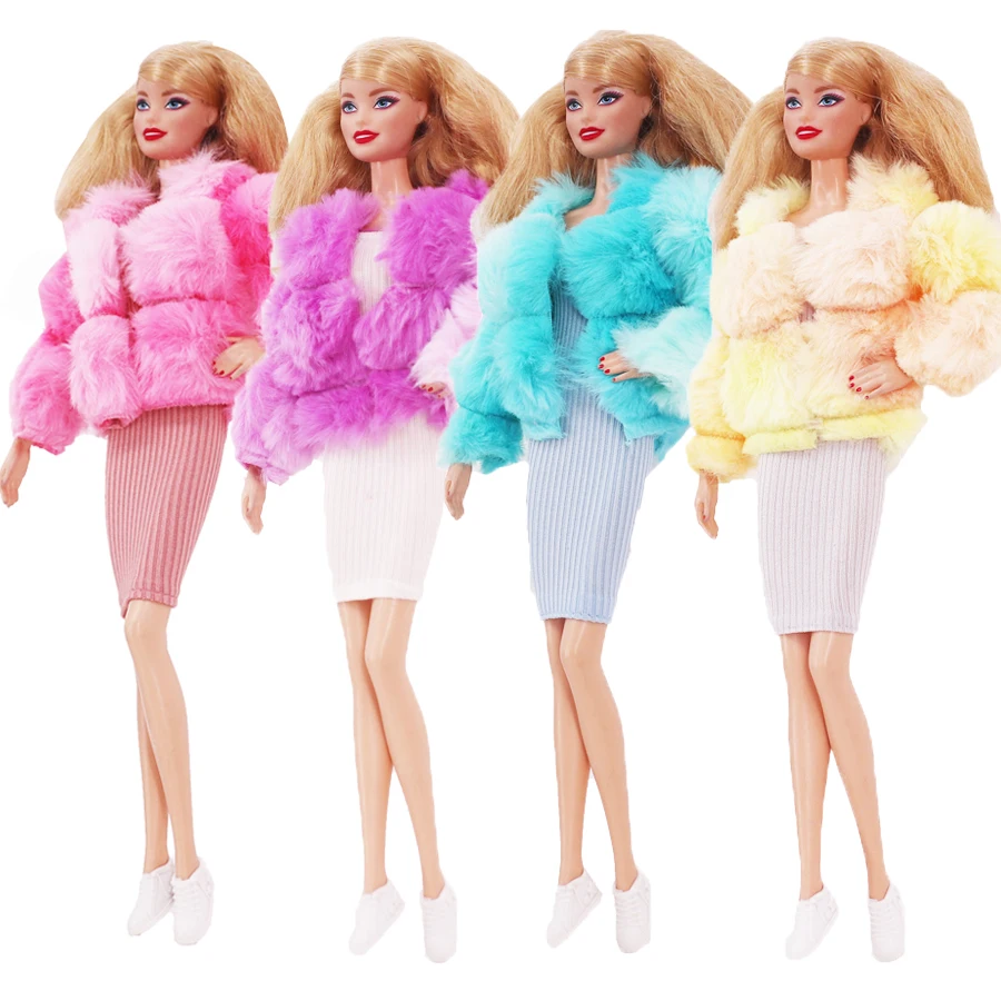 เสื้อผ้าตุ๊กตา ชุดตุ๊กตาขนฟู เสื้อโค้ท+เดรส/เสื้อ+กางเกง สำหรับตุ๊กตาขนาด 30 ซม. ตุ๊กตา BJD ขนาด 1/6 อุปกรณ์เสริมเสื้อผ้าตุ๊กตา ชุดเดรส ของเล่นเด็กผู้หญิง ของขวัญวันเกิด