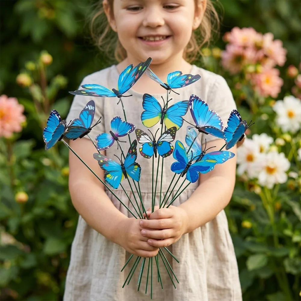 Colorful Butterfly Stakes Plant Plug Dreamlike Simulation Butterfly Ornaments Lifelike Multi-purpose