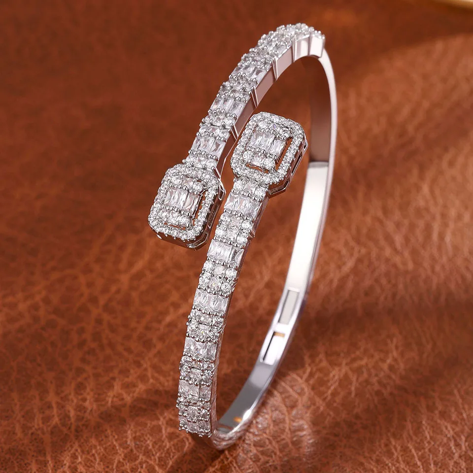 ZAKOL Bling AAA Iced Out Zirkonia-Kupfer-Armband, 18 Karat vergoldet, Hochzeit, Party, Schmuck, Geschenk für Frauen