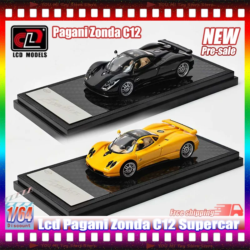 신제품 1:64 LCD 파가니 존다 C12 슈퍼카 시뮬레이션 합금 미니어처 다이캐스팅 자동차 모델 맞춤형 어린이 장난감 선물 장식품