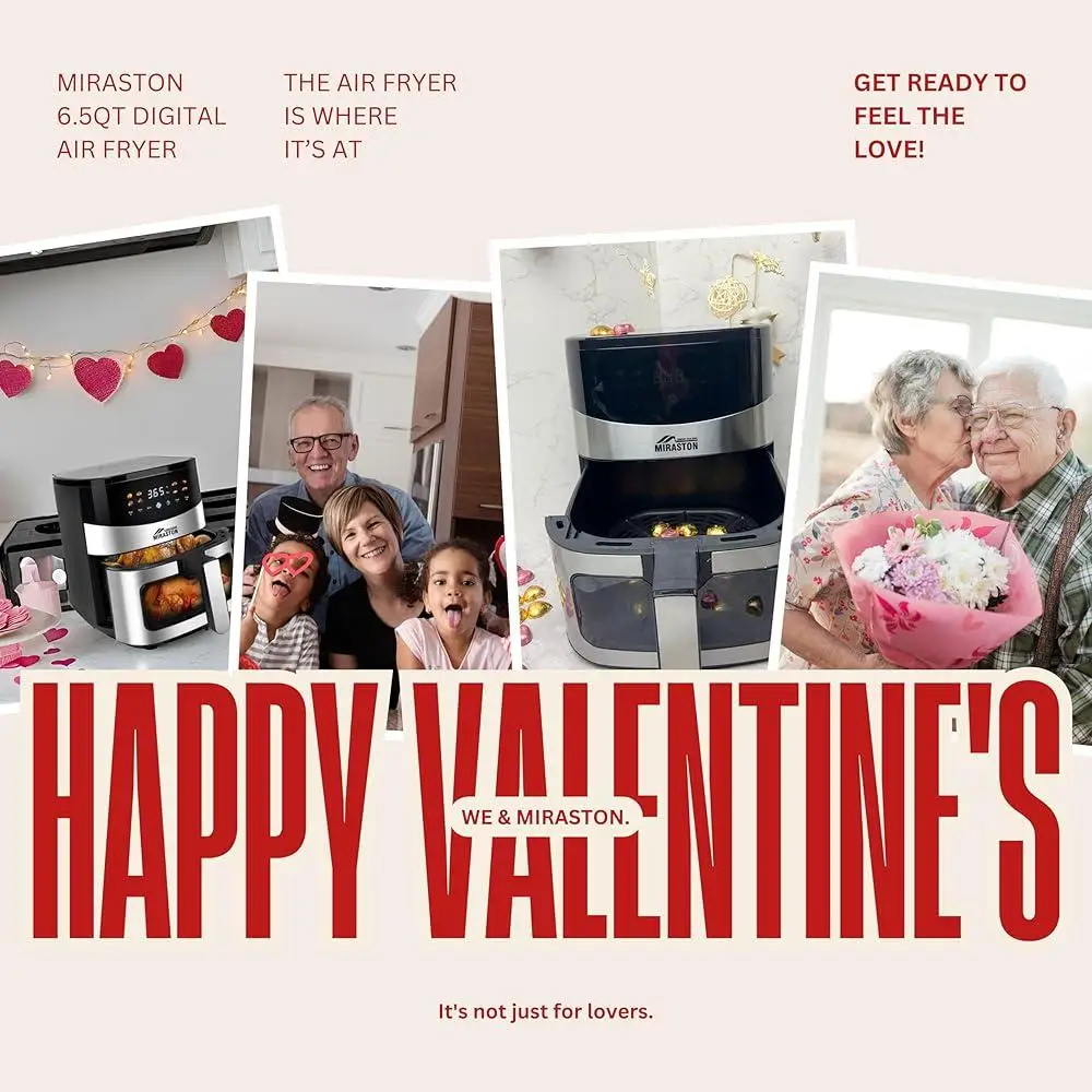 6.5QT Air Fryer 8-in-1 Digital Fryer with Visual Window Touchscreen 8 Presets Fast Cooking Automatic Shutoff Easy Cleanup