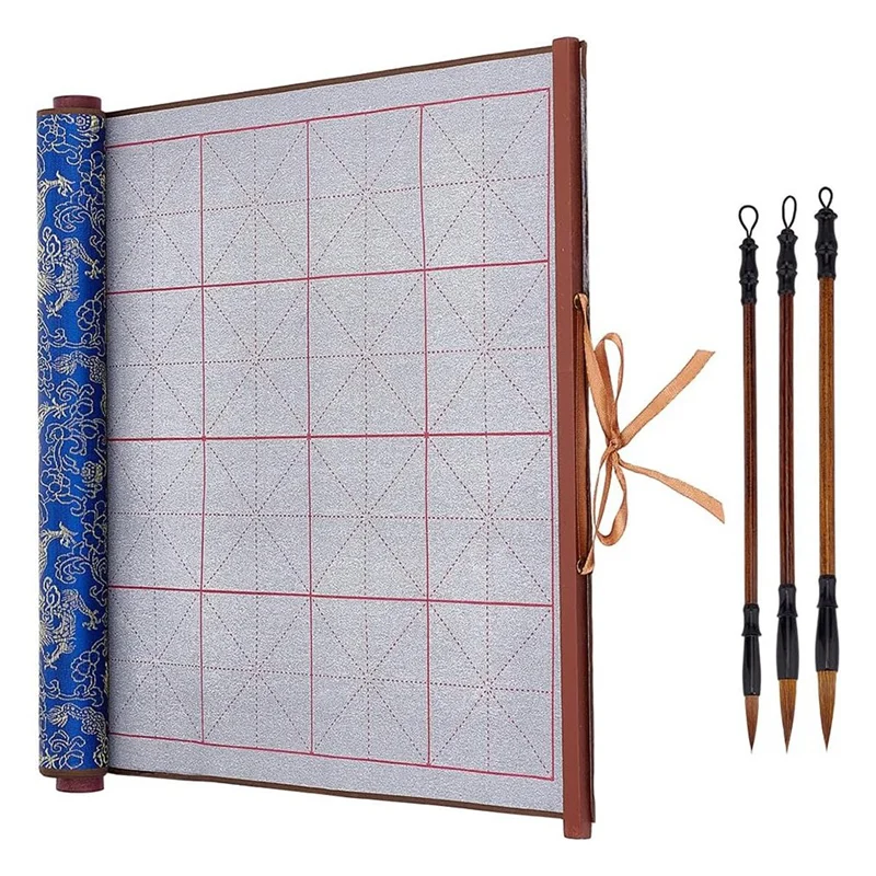 NEW-Reusable Water Writing Magic Cloth Inkless Chinese Calligraphy Set Of 3 Traditional Calligraphy Writing Brush Pens
