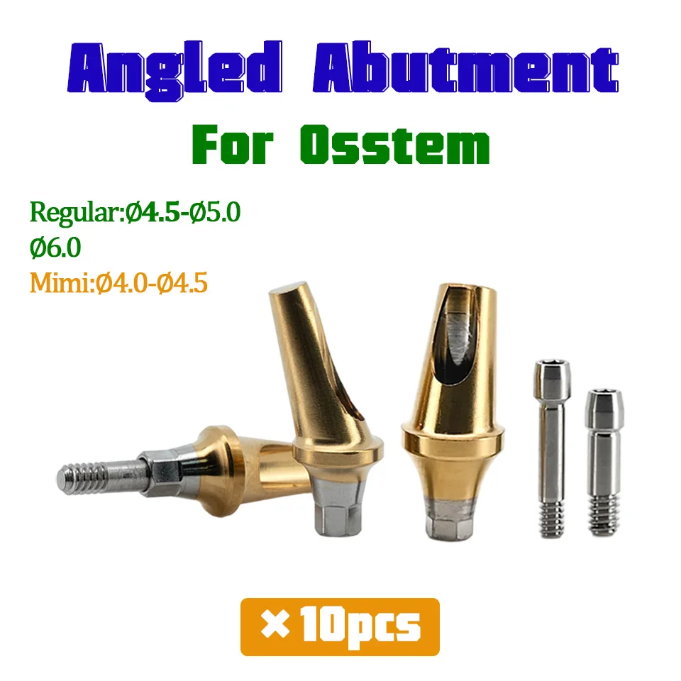 Dental Implant Angled Abutment for Osstem 10Pcs Regular Mini Platform Restorative Prosthetic Titanium Adapter Screw Dentistry