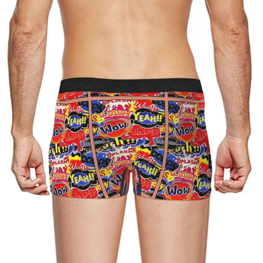 Cuecas Boxer Coloridas para Homens, Pop Art, Abstrato, Impressão Surreal, Cuecas Respiráveis, Roupa Interior Masculina, Calções Ventilar, Cuecas Boxer