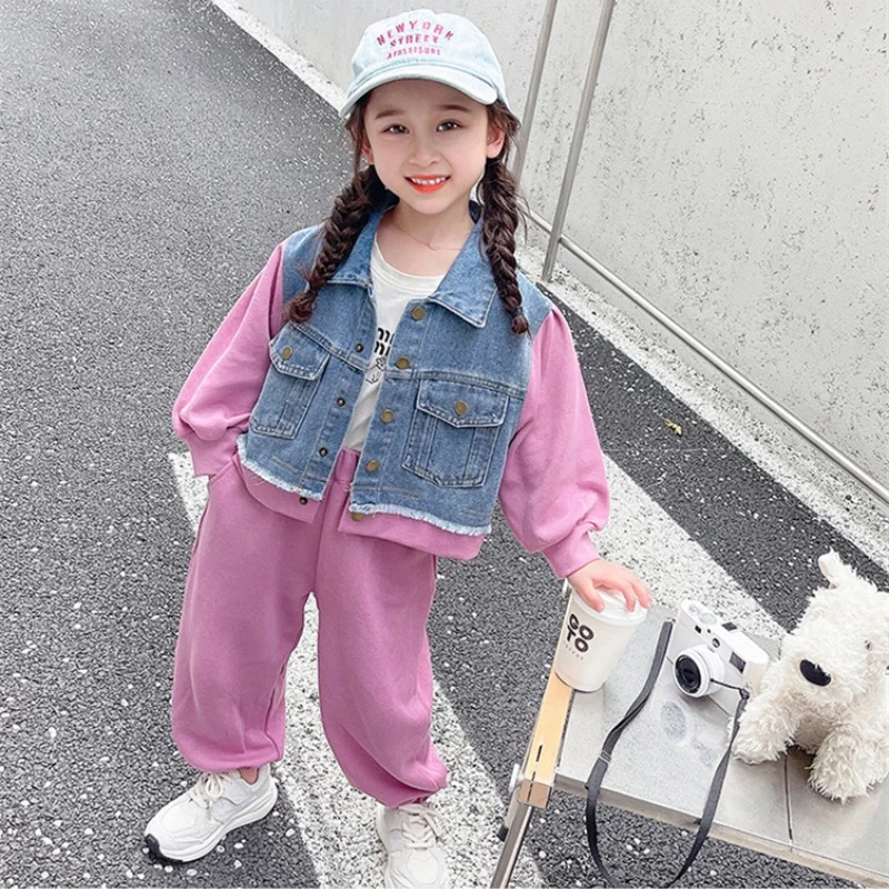 

Girls Coat +Pants Kids Suits 2PCS/Set Cotton 2024 Green Spring Autumn Cotton Tracksuit School Suits Beach Children Clothing