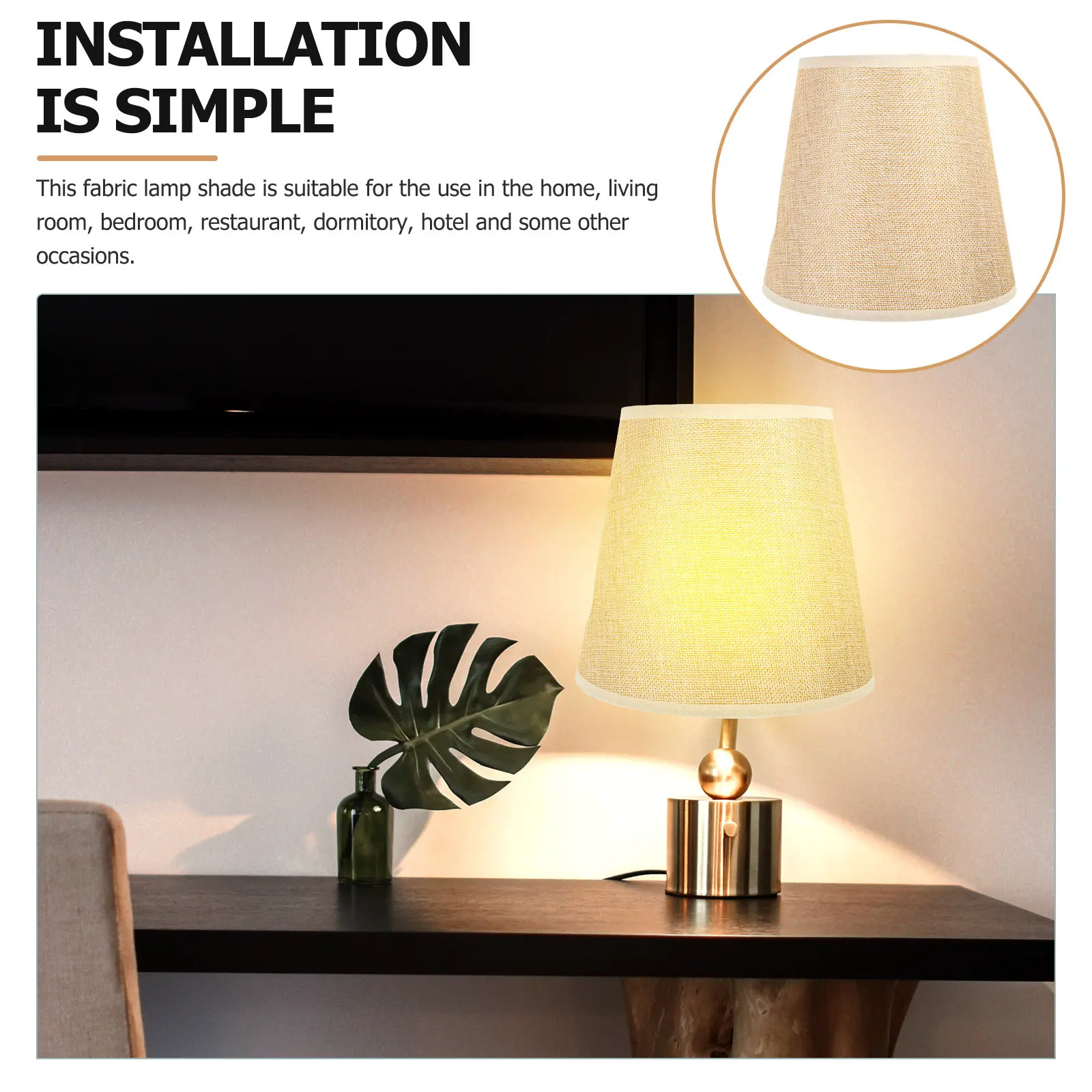 Round Cylinder Table Lamp Shade Linen Fabric Simple Replacement Cover Dustproof Decorative Lamp Shade for Home Office Bedroom