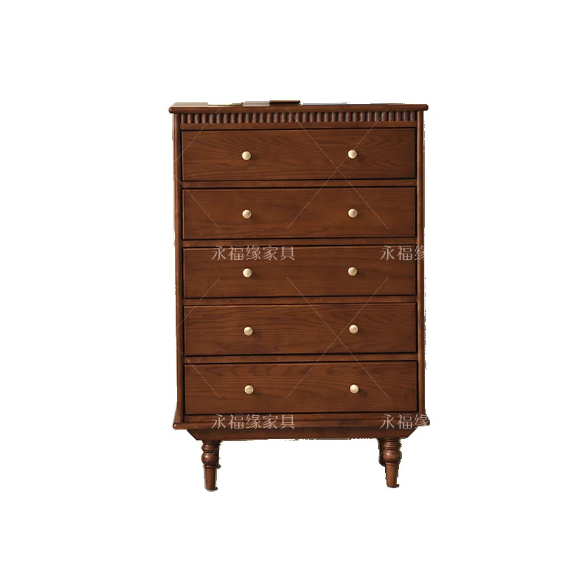 

French retro style solid wood chest of drawers living room premium locker bedroom storage cabinet antique wall drawer cabinet