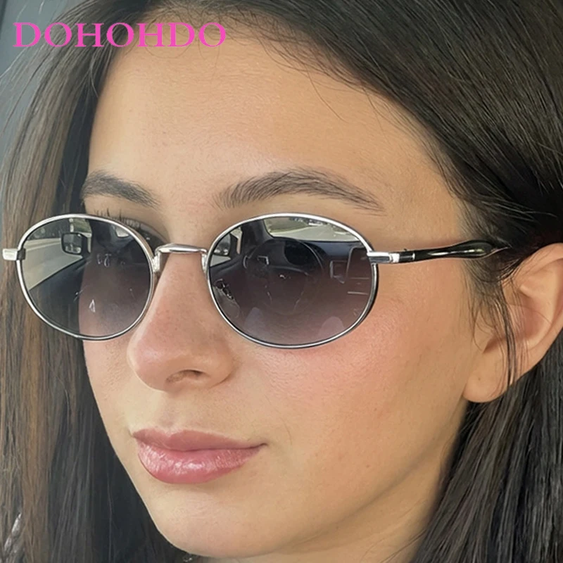 

Retro Y2K Metal Oval Punk Women Sunglasses Fashion Designer Small Frame Sunglass Men Outdoor Summer Traveling Shades Очки UV400
