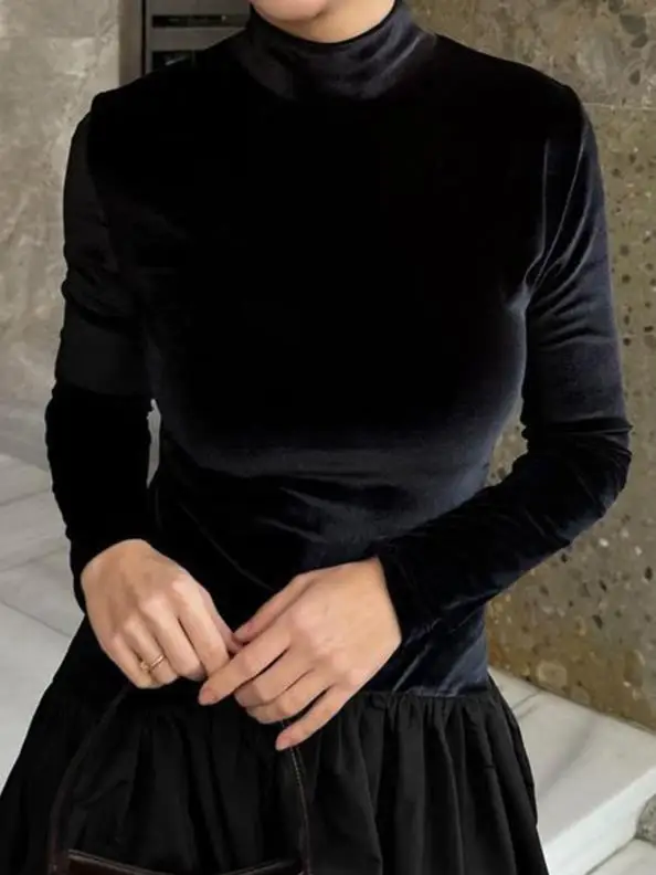 

Womens Dresses 2025 Autumn/winter Latest Elegant Half High Collar Long Sleeve Skirt Dress Temperament Commuting Retro Dress