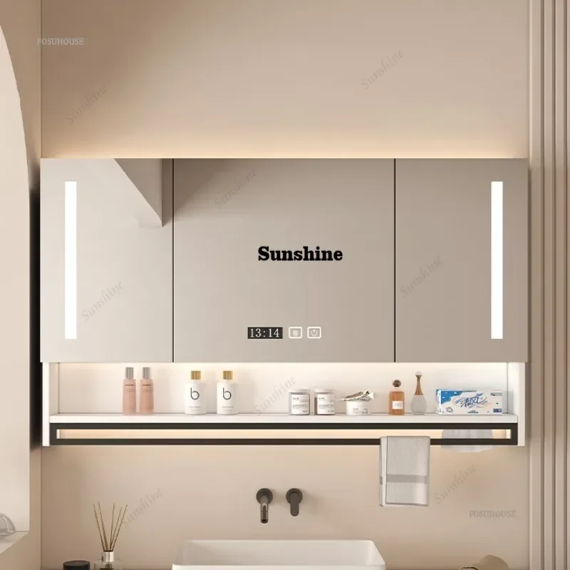 

Modern Bathroom Mirror Cabinet Home Furniture Wall-mounted Anti-fog Bathroom Storage Integrated Sink Cabinet with Backlight K