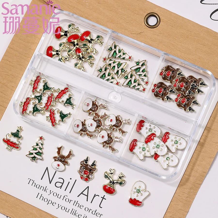 Nail Art Xmas Tree - 6 Grids 3D Nieuwe Kerst Alloy