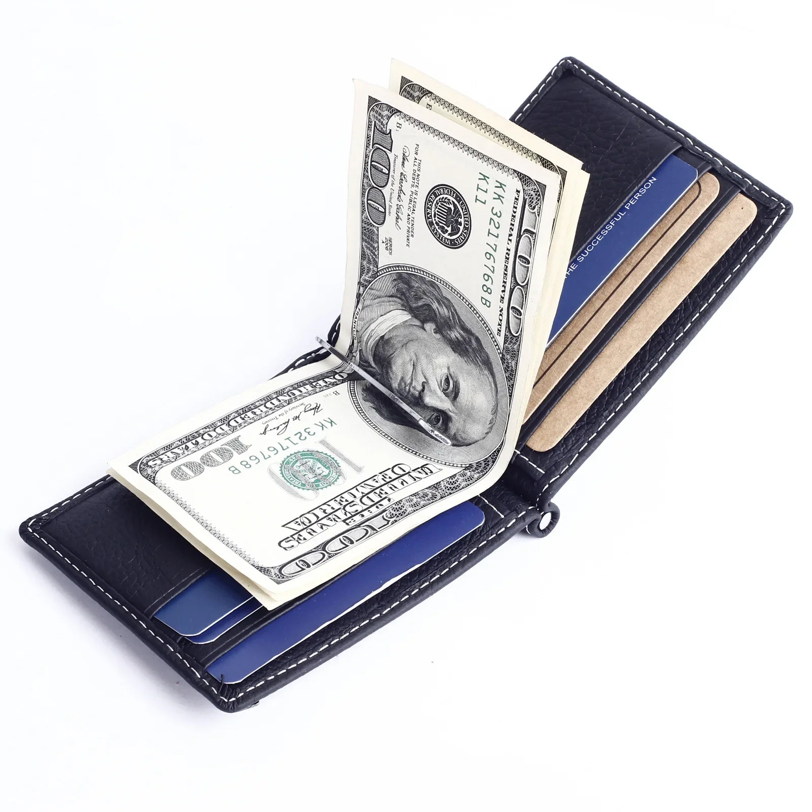 

Men's Slim Wallet Minimalist Dollar Cash Money Clip Cow Leather Purse Male Coin Credit Card Holder Bill Storage Package For Man