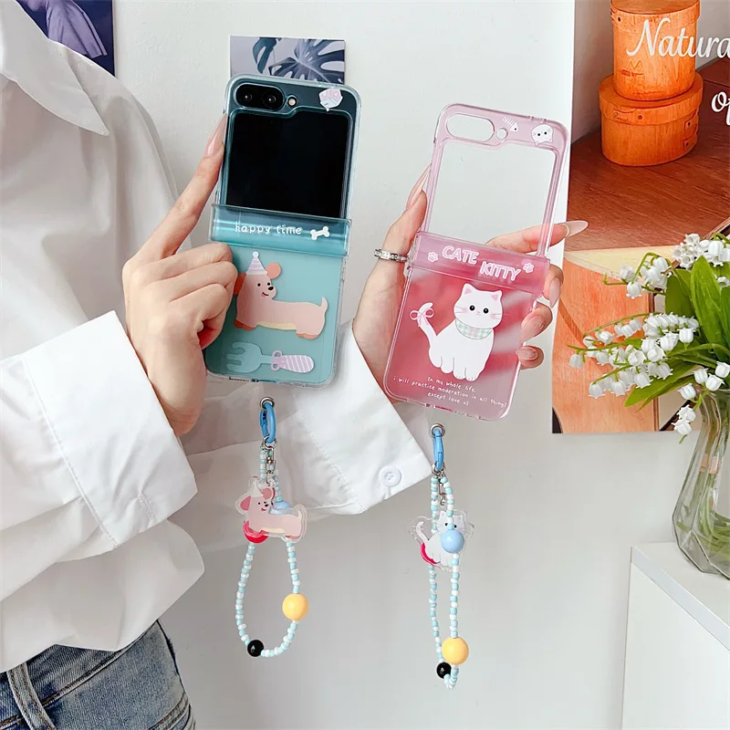 

Cartoon Animals Phone Case For Samsung Galaxy Z Flip 7 6 5 4 Protective Back Cover For ZFlip5 ZFlip6 ZFlip7 Case Shell