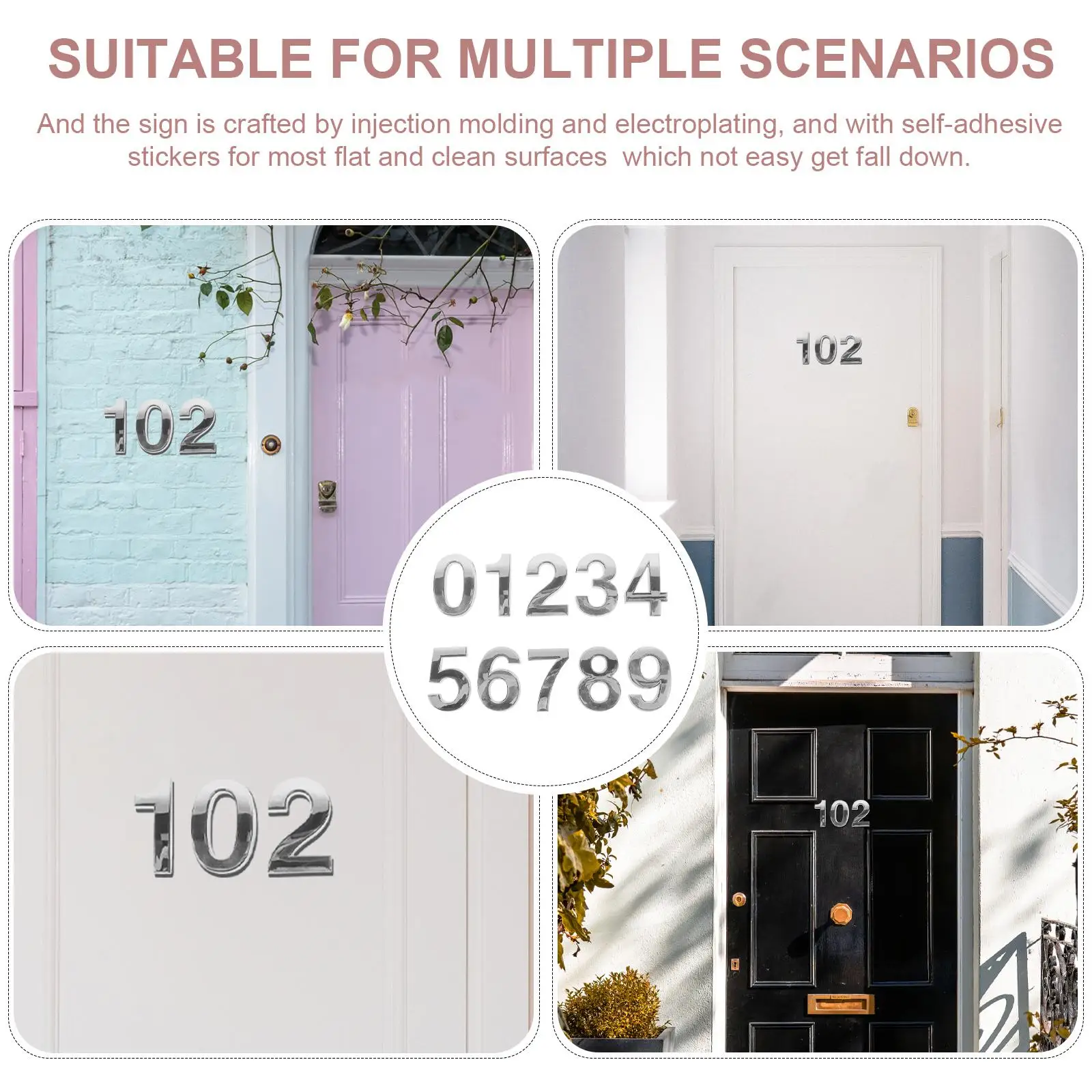 

10 Pcs House Number Signage Decoration Front Doorplate Figure Address Plaques Room Gate Number Modern Design Bright Color