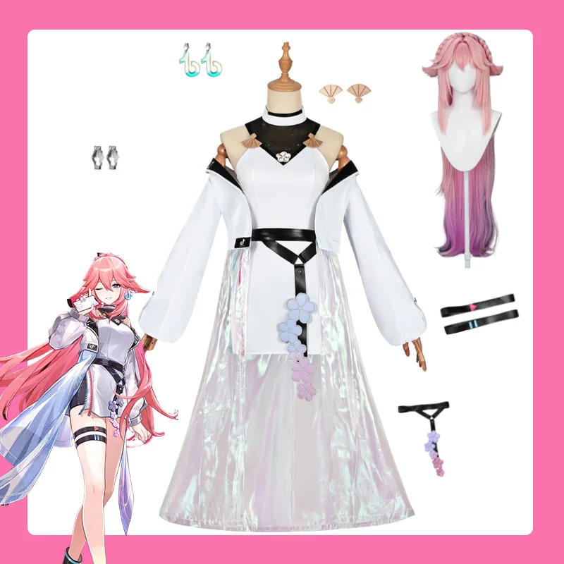 Game Genshin Impact Linkage TK Yae Miko Cosplay Costume Halloween Carnival Role Play Clothes Outfit for Women  Customized
