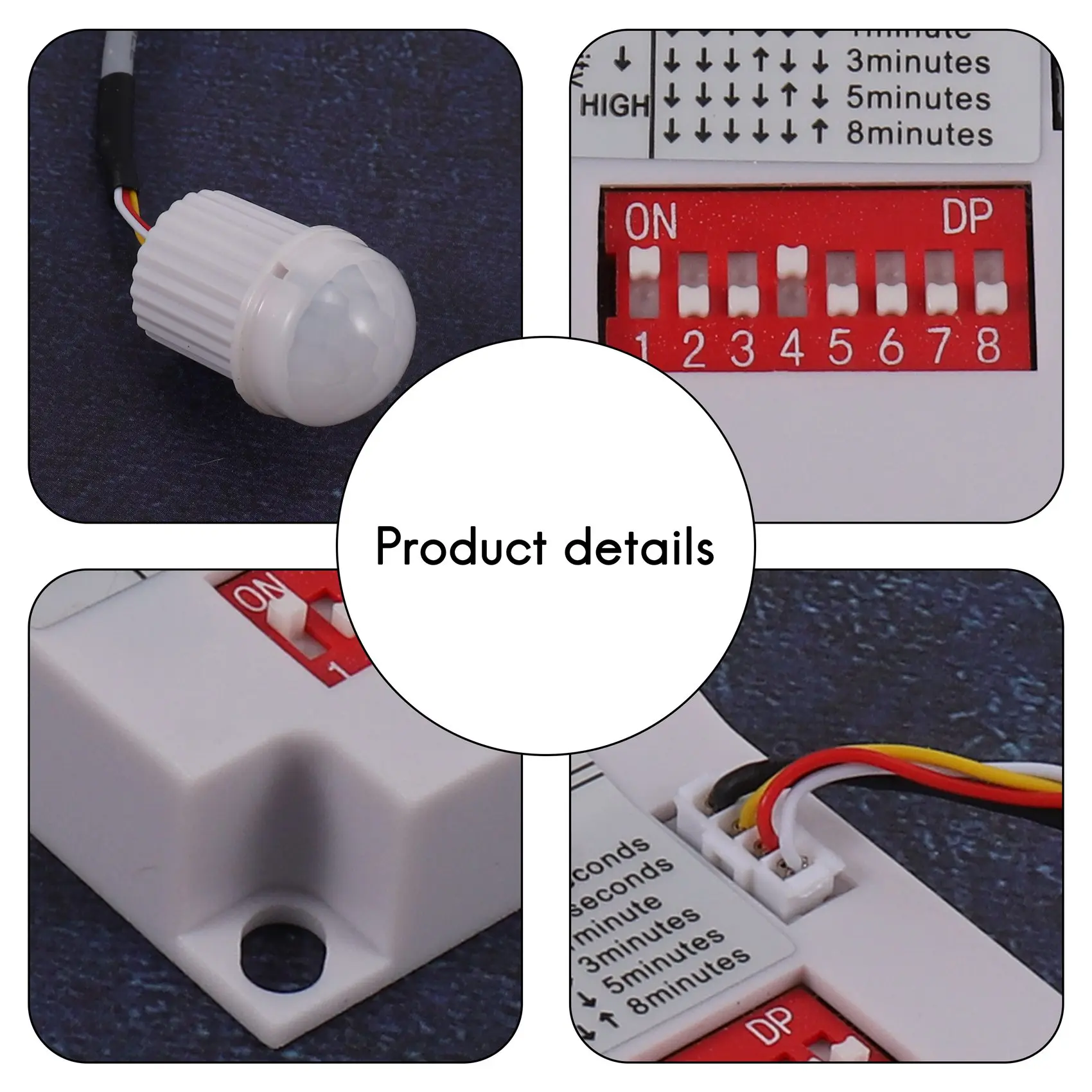 Interruptor de Sensor de movimiento PIR de 12V y 24V, relé de retardo de tiempo de inducción humana infrarroja IR, interruptor de luz LED para pasillo