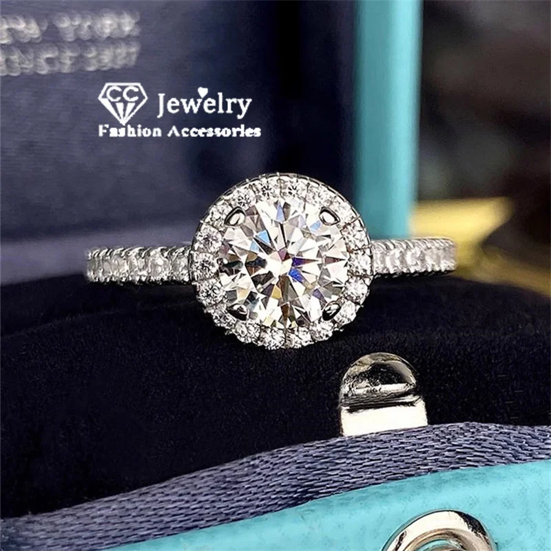 CC Marriage Rings For Women 7*7mm White AAAAA Round Zircon Stone Fashion Jewelry Party Wedding Engagement Accessories CC038