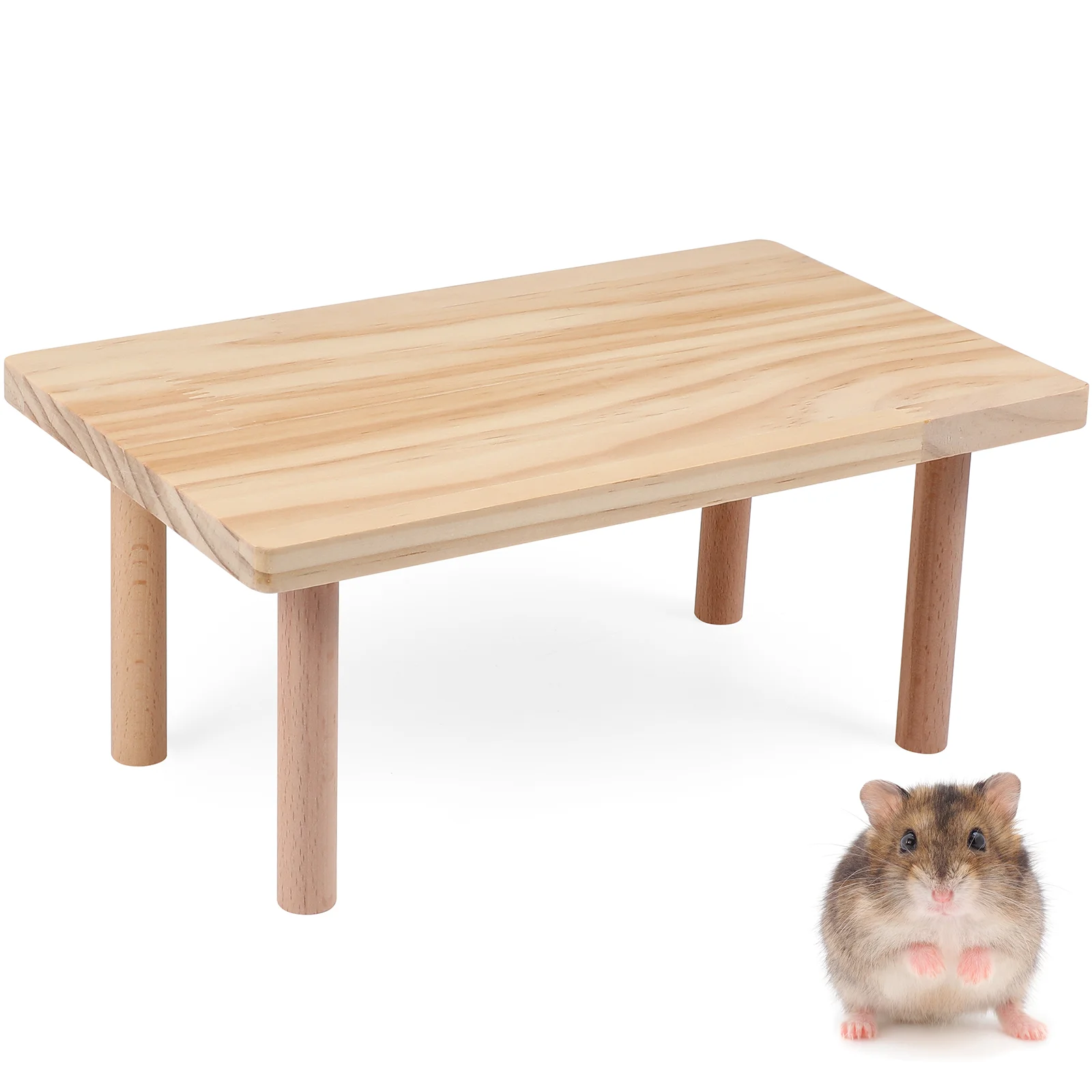 Plataforma de suporte de madeira para animais pequenos, mesa de madeira natural, brinquedos, gaiola, acessório para hamster, esquilo, gerbil, chinchila