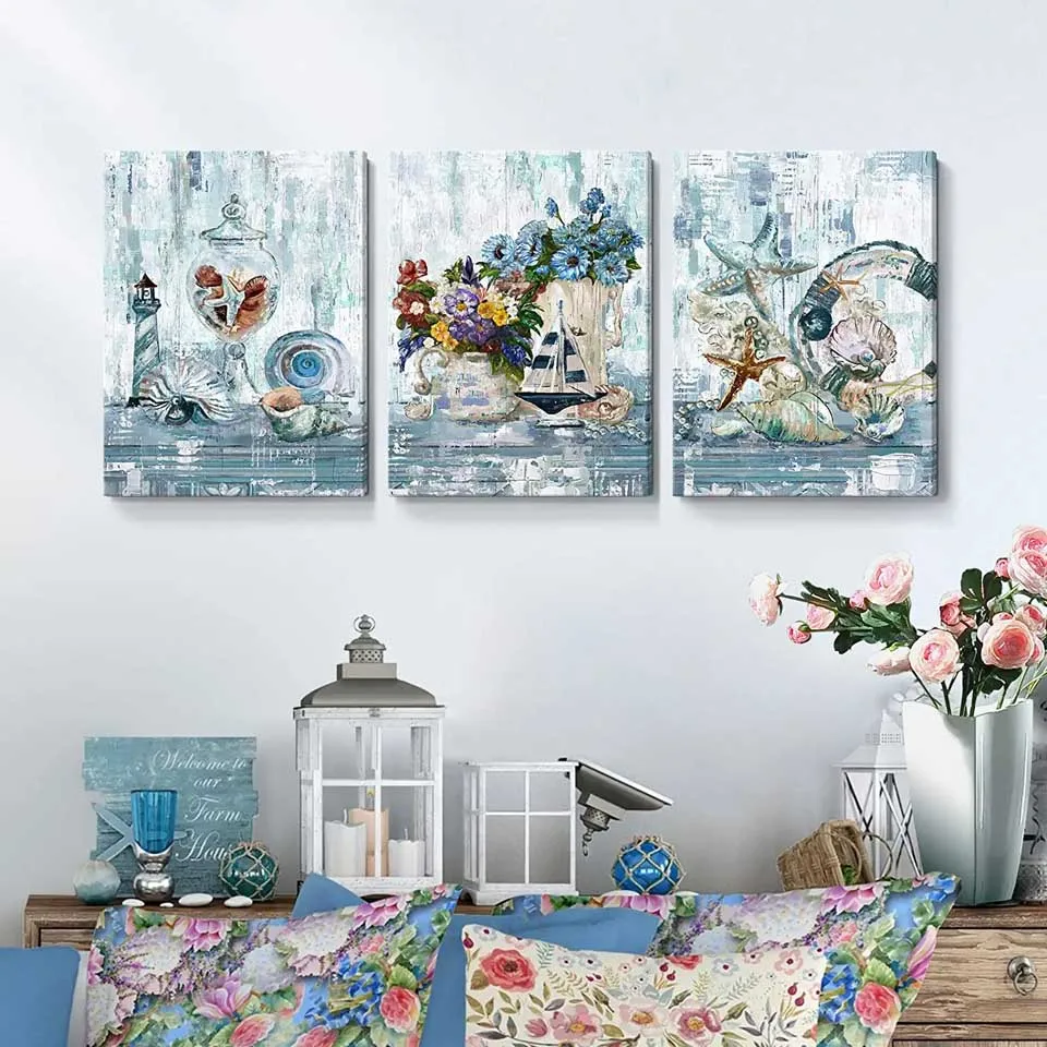 Beach DIY Diamond Painting 3 Piece Ocean Embroidery Diamond Art Triptych Abstract Coastal Seaside Living Room Bathroom decor