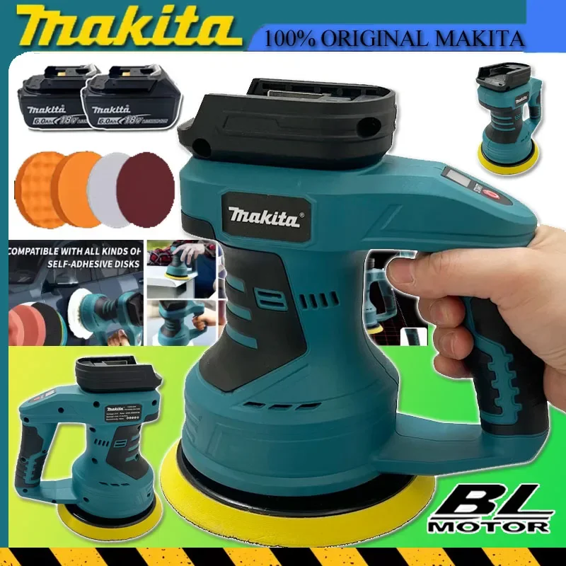 

Полировальная машинка Makita, аккумуляторная, беспроводная, для автомобиля, 8 регулируемых скоростей, электрический инструмент для вощения, шлифовки и нанесения защитного покрытия