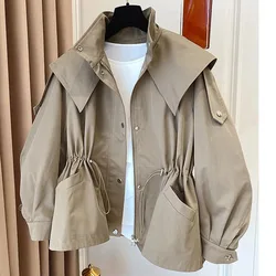 Gabardina corta informal de manga larga para mujer, chaqueta de diseño de fiesta para niñas, Tops Vintage coreanos, moda cómoda