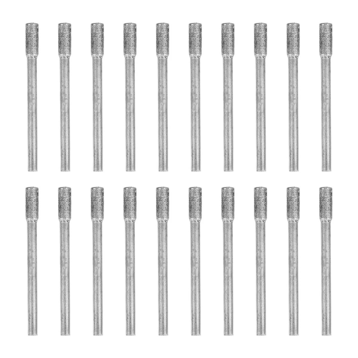 A24I 20 قطعة لقم طحن الماس 4 مللي متر رأس الأسطوانة طحن بت الروتاري الماس لدغ مجموعة لمعظم أداة دوارة بت طاحونة #2