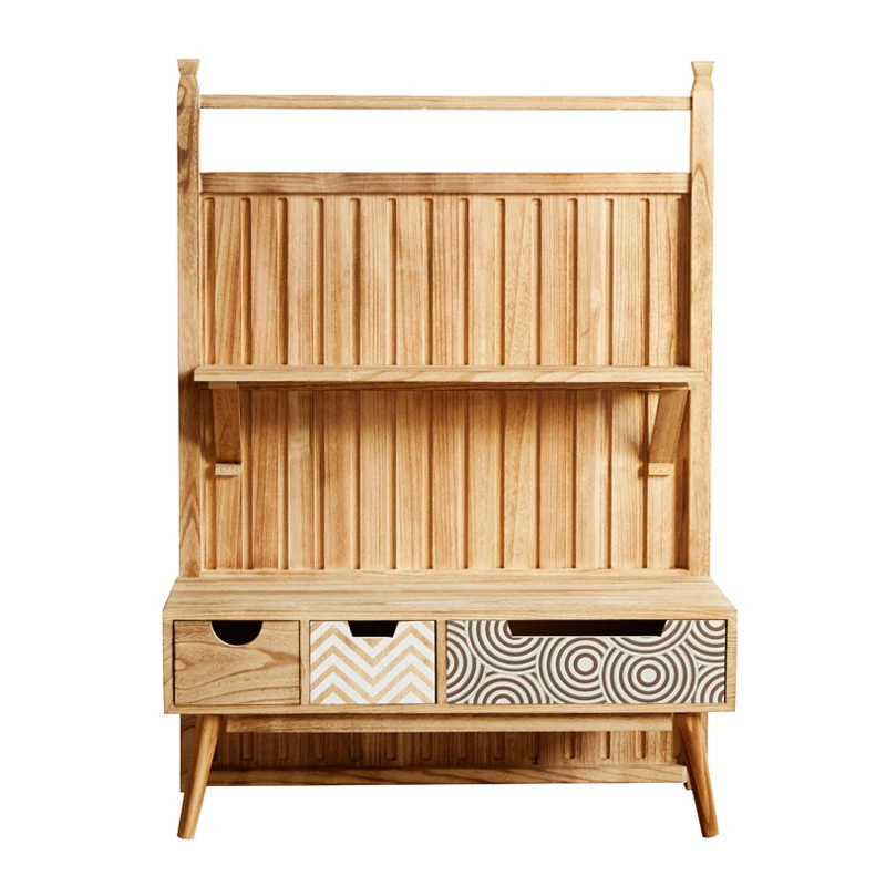 

Retro solid wood flower rack, balcony multi-layer storage rack, living room multi-functional floor-to-ceiling entrance rack