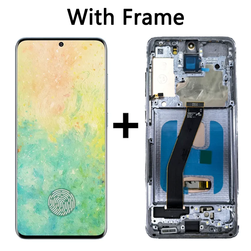 6.2인치 AMOLED 삼성 S20 5G G981F G981F/DS G981B/DS G981 LCD 디스플레이 프레임 터치스크린 디지타이저 어셈블리