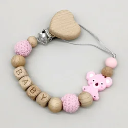 Personalized Name Baby Pacifier Clips Chains Silicone Beads Teethers Dummy Nipple Holder Clips Newborn Teething Toys Accessories