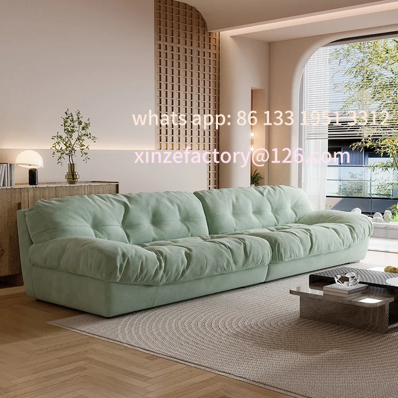 Customizable Cream Wind Cloud Sofa Home Size Apartment Bedroom Living Room Modern Simple Fabric Double Technology Fabric Sofa