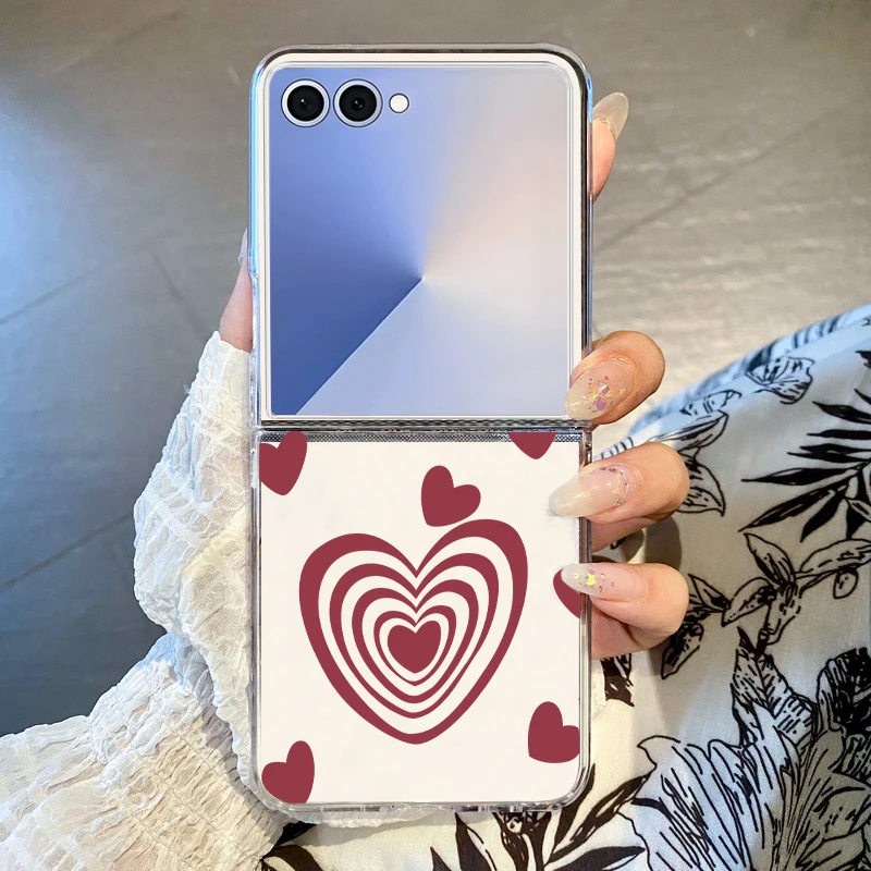 Liebesherz-Muster Handyhülle für Samsung Galaxy Z Flip 7 FE 6 5 4 3 5G Harte PC Klare Faltbare Schutzhülle für Samsung Z Flip7 Flip5