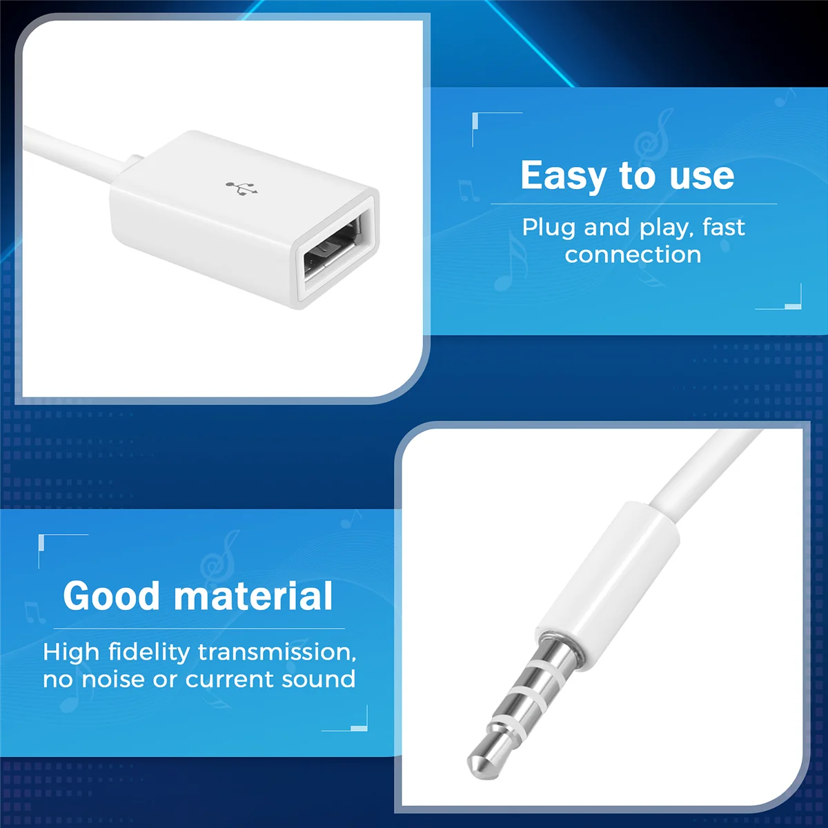 ABNP USB-мама на AUX 3,5 мм, штекер, аудиоконвертер, адаптер, кабель для передачи данных