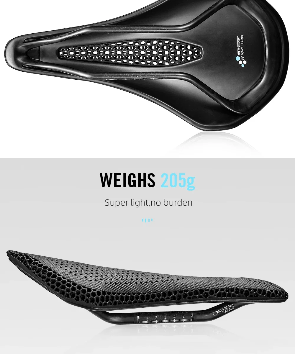 RYET Ultra Vollcarbon 3D-gedruckter Fahrradsattel, 205 g, hochmodulare Carbonbasis, 7 x 10 mm Schienen-Aussparung für Rennrad, MTB, Gravel – Detail 10