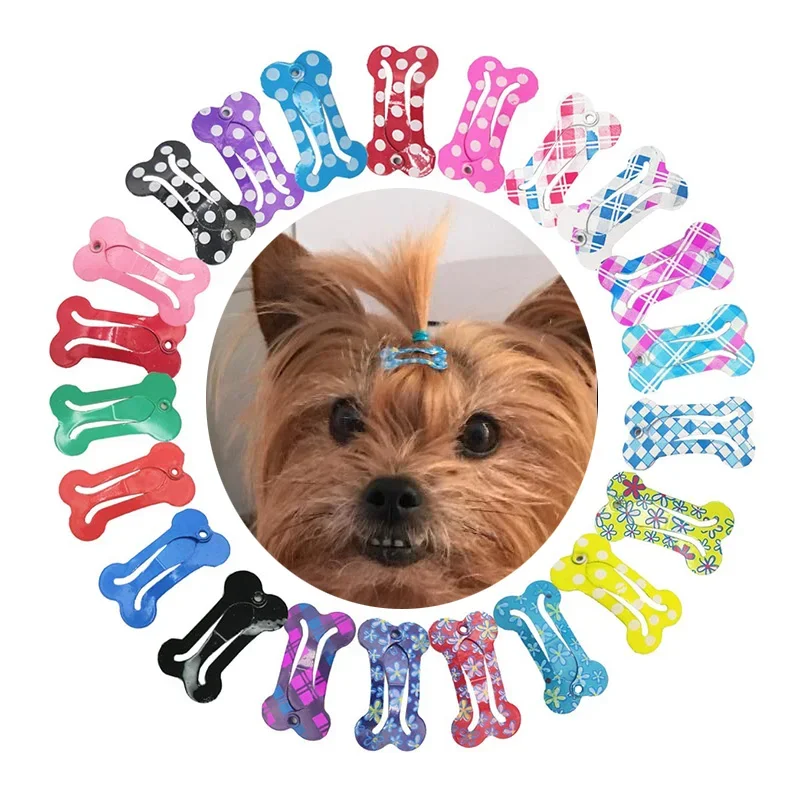 10Pcs Pet Hairpin Puppy Mini Dog Bone  Hair Clips Pet Hair Grooming Clips Dog Hair Accessories Random color Dog bow ties summer