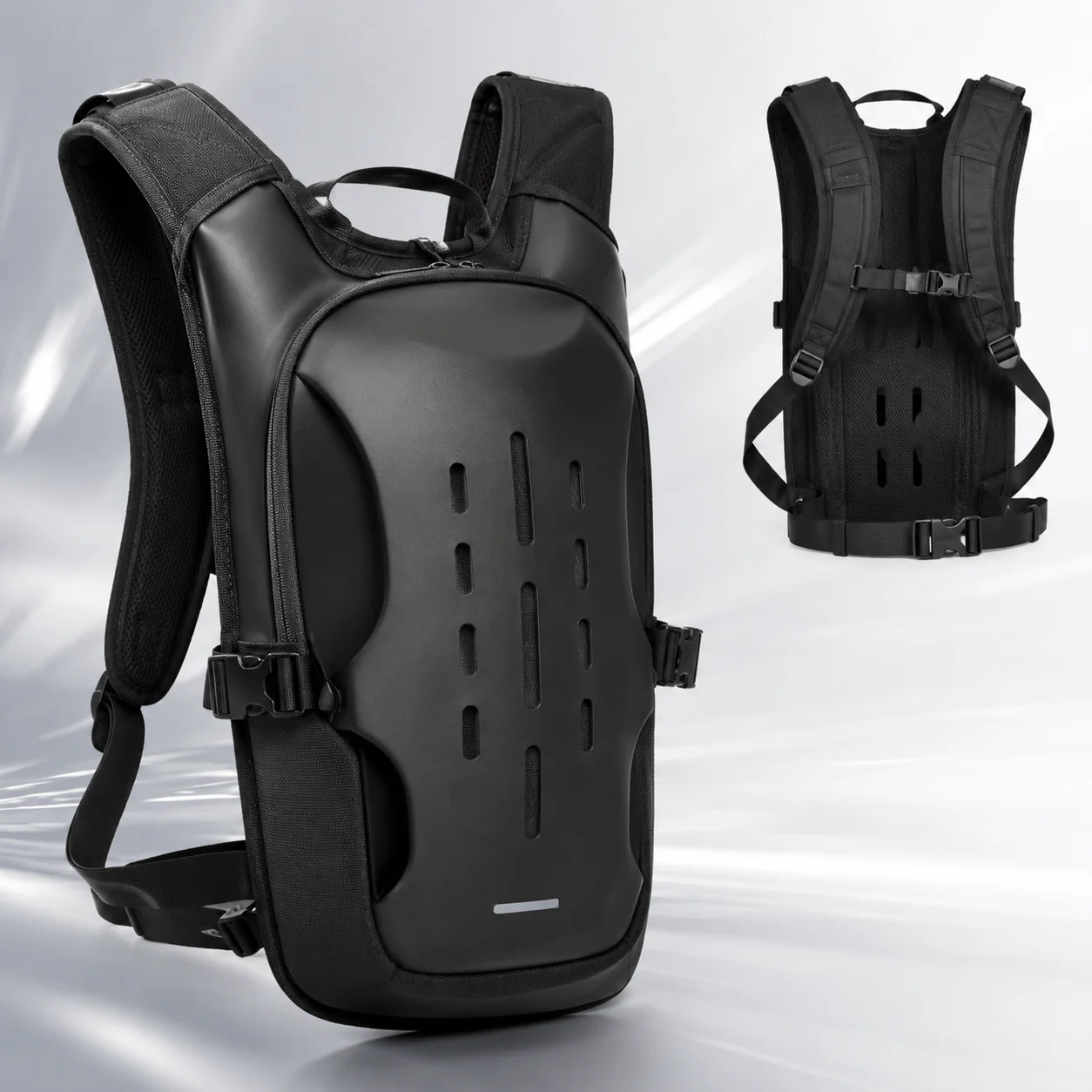 ALBERS Motorcycle Backpack Reflective Hydration Pack Large Capacity Water Resistant Outdoor Touring Rear Seat Bag Black