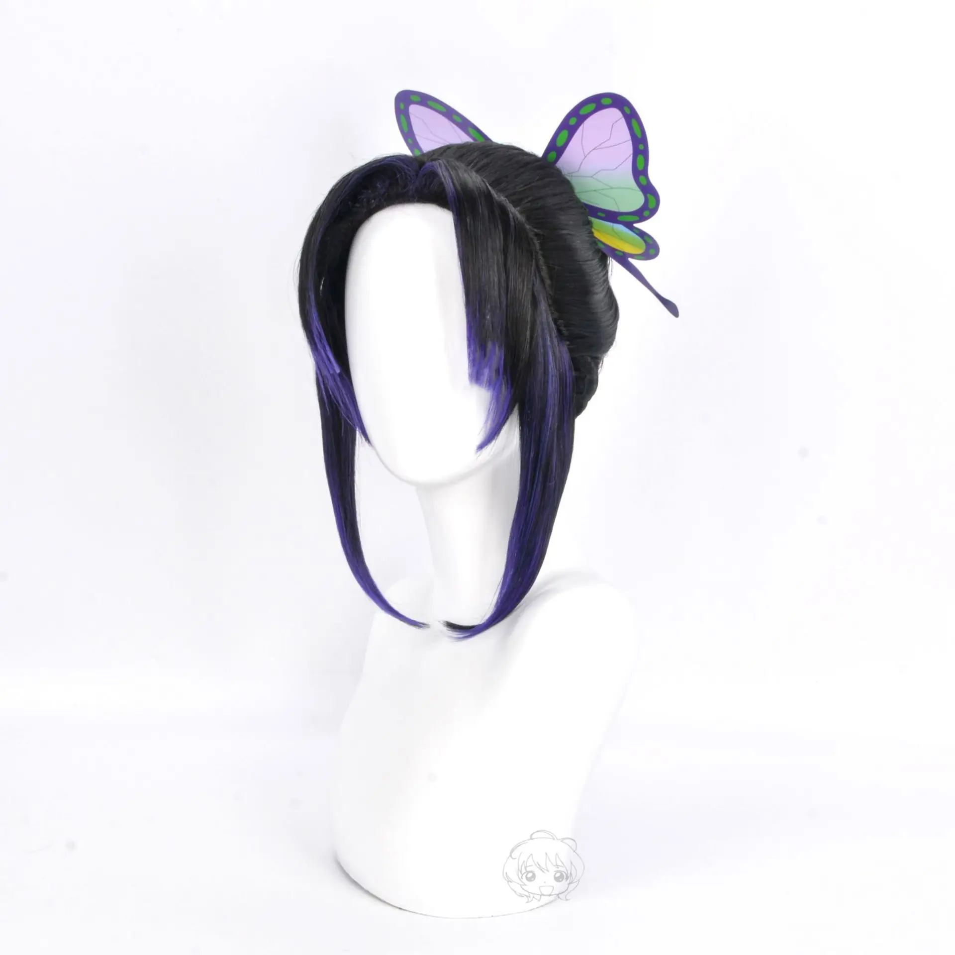 Kochou Shinobu Cosplay Perücken Halloween Party Performance Perücken Frauen Schwarz Lila Farbverlauf Haar Japanische Anime Kostüm Zubehör