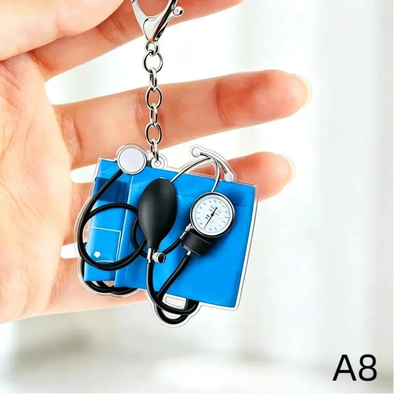 {#} 1Pcs 2D Acrylic Keychains Blood Pressure Monitors Pendant Backpack Accessory Party Favor Gifts For Boyfriend Office Settings