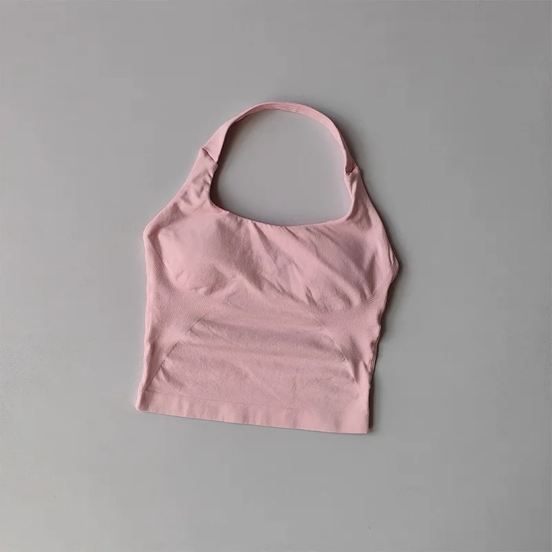 Halter-Neck Rückenfreies Yoga-Outfit Zweiteiliges Set für Damen, Push-Up Sport-BH + Hochgeschnittene Po-Formende Fitness-Shorts – Detail 19