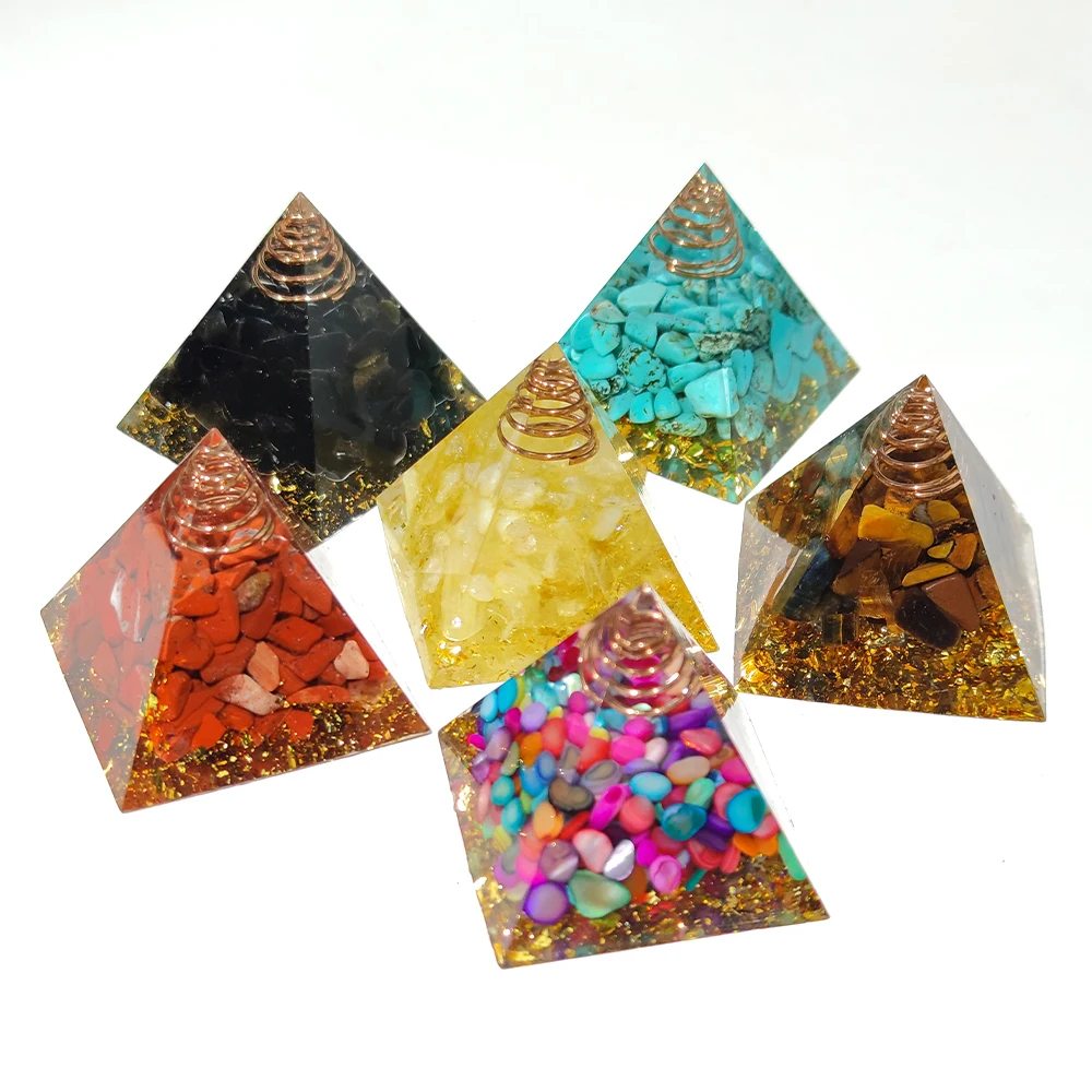 1.57inch Natural Crystal Pyramid Energy Quartz Amethyst Reiki Healing Crystal Chakra Resin Pyramid Meditation Tool Home Decor