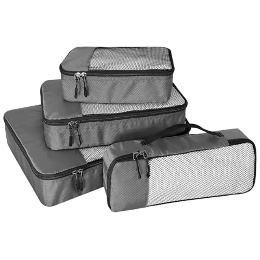 

4-Piece Packing Cubes Travel Accessories Set for Suitcases - Luggage Organizer Bags with Double Zipper - Mesh Top - Small/Mediu