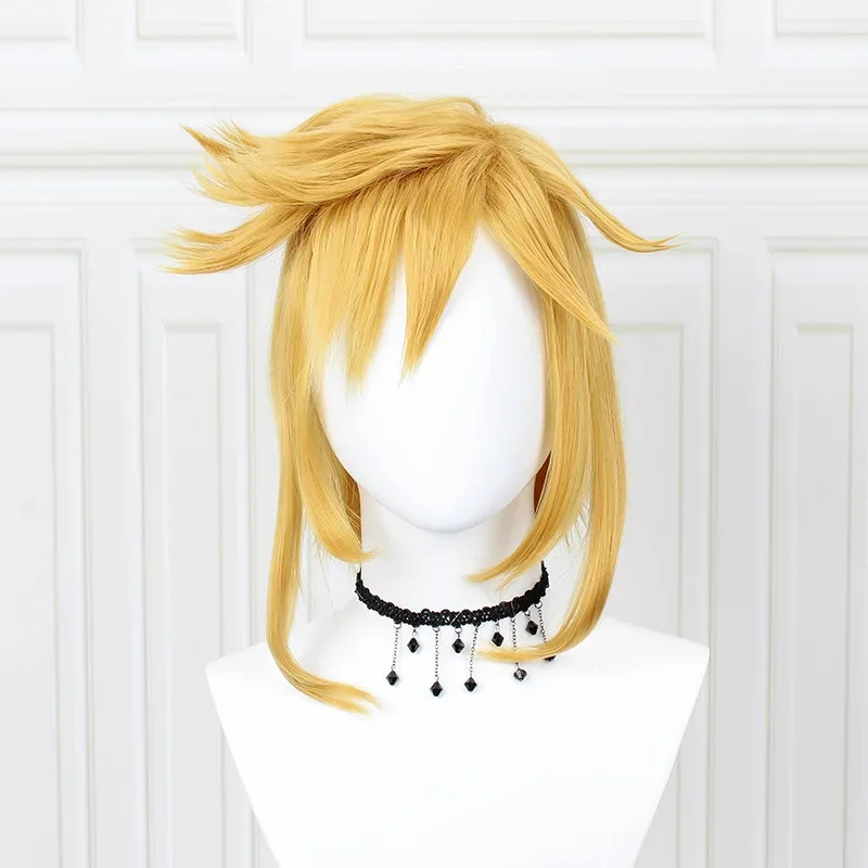 The Legend of Zlda: Breath of The Wild Link Yeallow Short Wig Unisex Heat Resistant Synthetic Halloween Party Cosplay Props